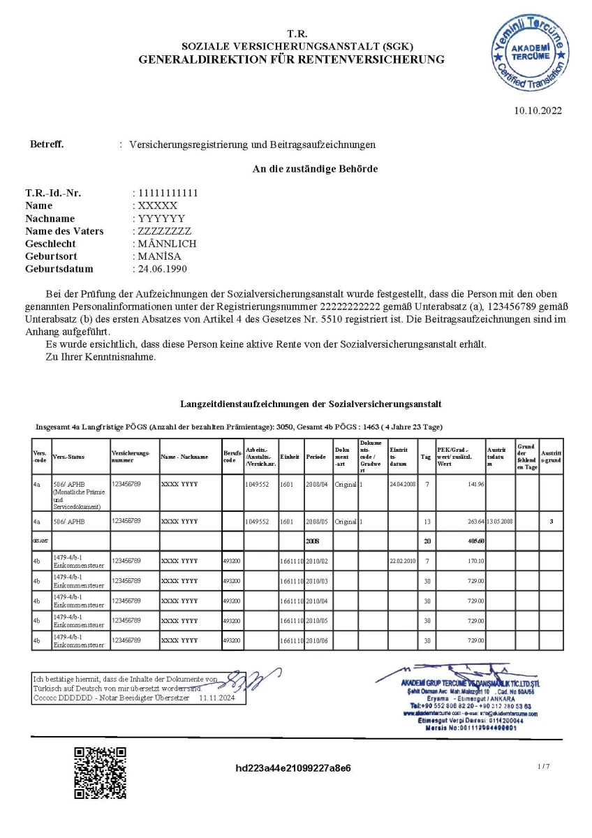 SGK Hizmet Dökümü Temini | Yeminli Tercüme | Çeviri